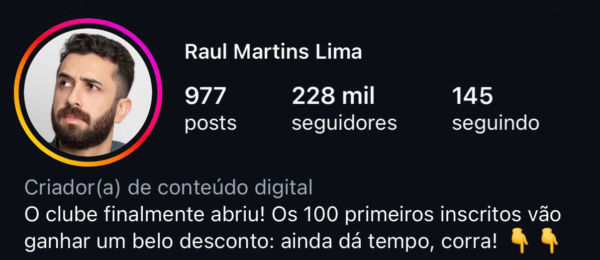 Perfil no Instagram