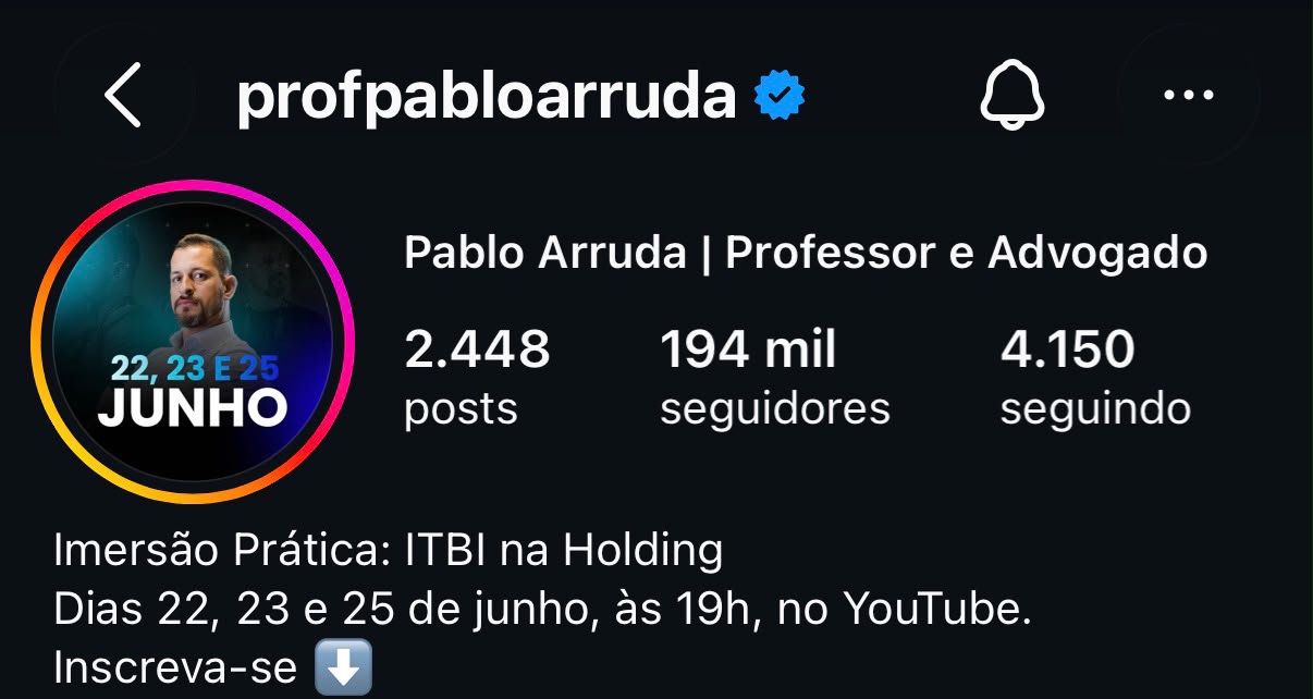 Perfil no Instagram